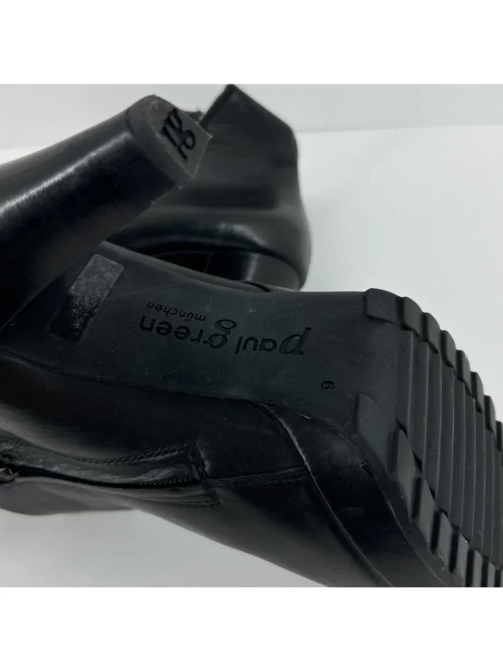 Paul Green 3204 Platform Ankle Boots Womens 8.5 Side Zip High Heel Leather Black
